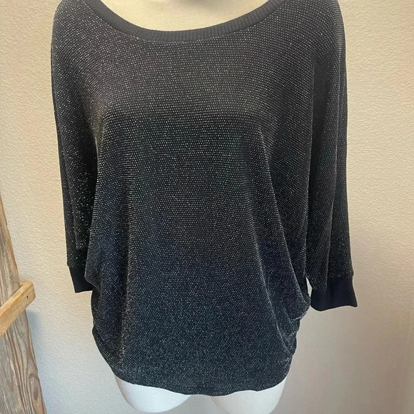 paperloc Tops - Paperloc black silver embellishments wing sleeves size large boho career biker